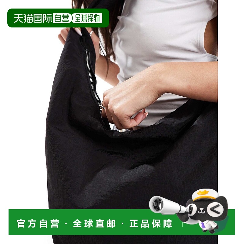 1h可退 香港直邮ASOS 女士 sling 设计大号宽松手提包(黑色)尼龙