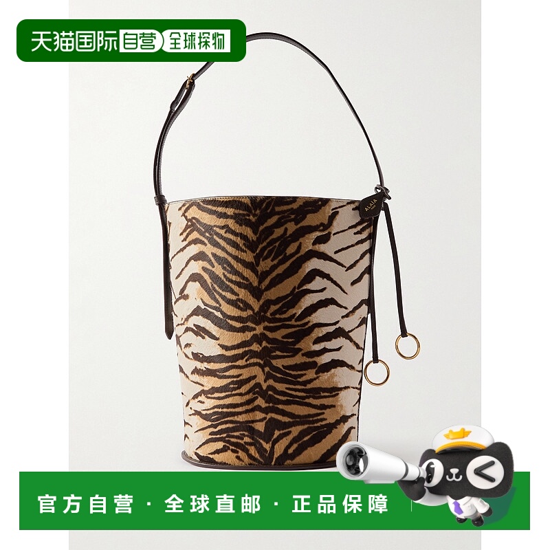 1h可退 香港直邮alaia 女士 Hip 小号皮革饰边老虎纹小牛毛手提包