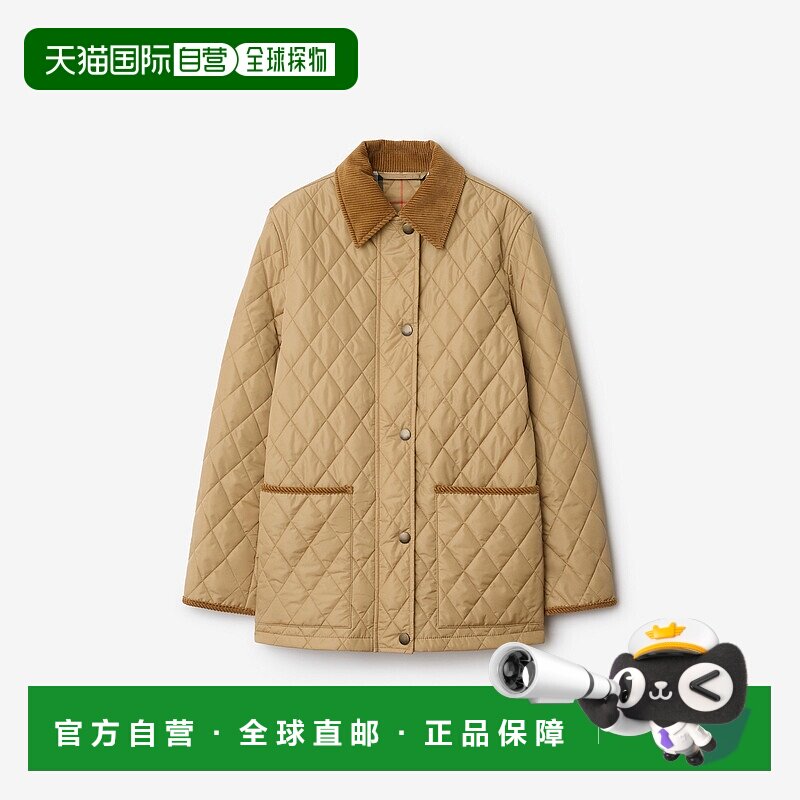 欧洲直邮Burberry (2025新品) 绗缝尼龙谷仓夹克博柏利灯芯绒