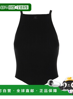 1h可退 香港直邮Courreges 女士 黑色粘胶纤维混纺上衣 123MT0042