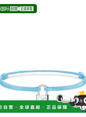 自营欧洲直邮LV路易威登 Silver Lockit蓝色纯银logo标识手链男女