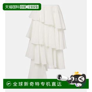 半身裙 1h可退 香港直邮Alaia 女士 不对称棉质亚麻长款