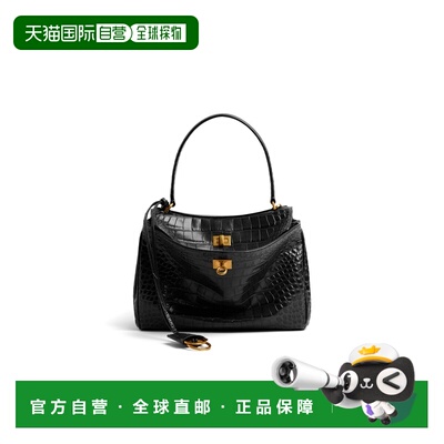 自营欧洲直邮Balenciaga巴黎世家 Rodeo黑色鳄纹压纹牛皮小号手提
