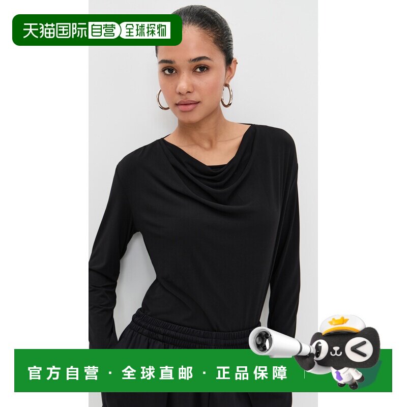 1h可退 香港直邮VINCE 女士 长袖大樽领衬衫 black黑色 舒适时尚