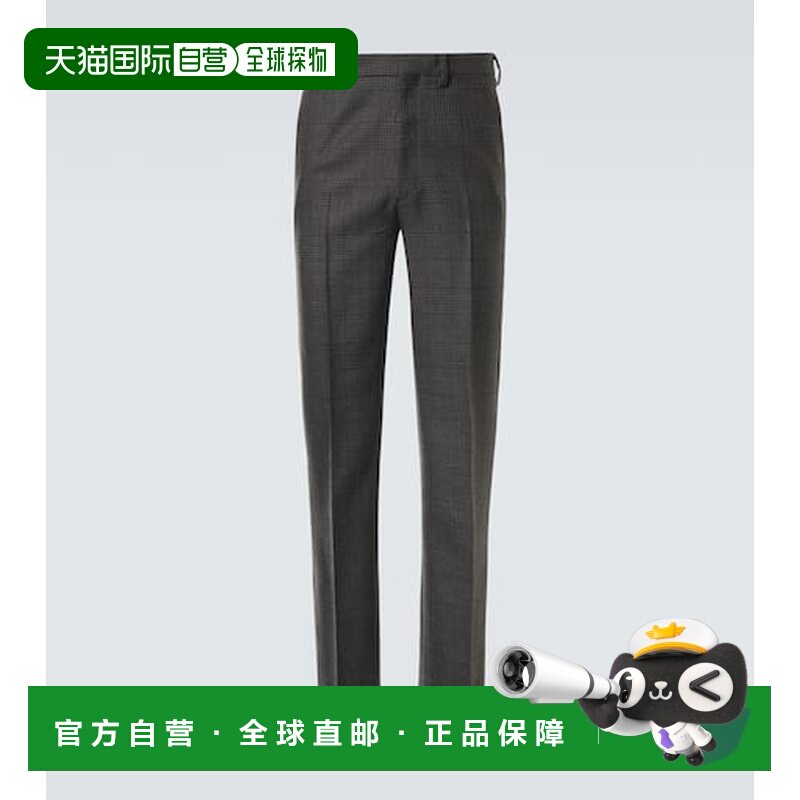香港直邮Prada 普拉达 男士 威尔士王子短款初剪羊毛长裤