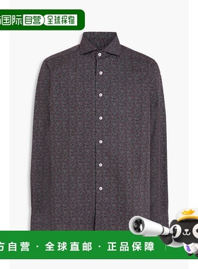 香港直邮Canali 康钠丽 男士 人字纹棉质府绸衬衫 GL00883LX56808