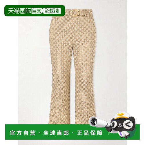 Gucci 古驰 女士 canvas-jacquard 束带小喇叭裤 【付后1h可退】