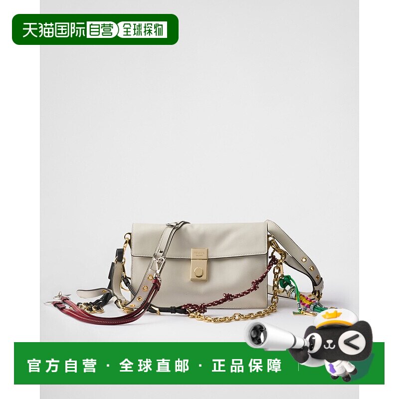 欧洲直邮PRADA (2025) Prada Soft Sound 小号皮革单肩包，带饰物