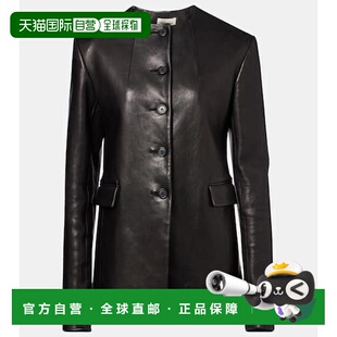 1h可退 香港直邮KHAITE 女士 Jameson 皮革夹克 black黑色 舒适时