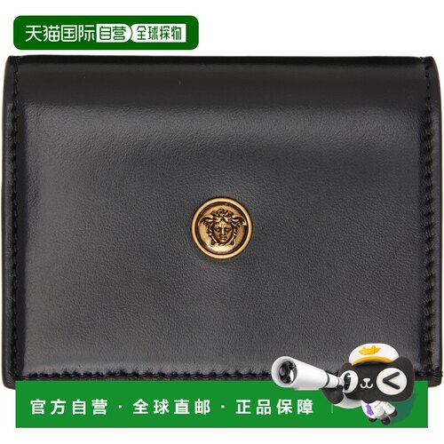 香港直邮versace 范思哲 女士 黑色 Embleme Leather 钱包 102419
