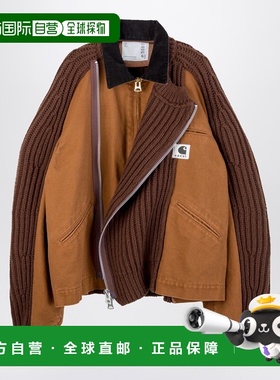 1h可退 香港直邮Sacai 男士 bi-material 浅褐色拉链夹克 2503860