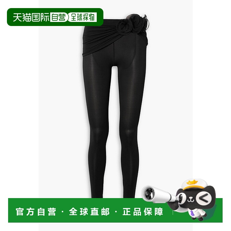 香港直邮magda butrym 女士 花朵装饰真丝乔其纱边针织长裤 RE24P