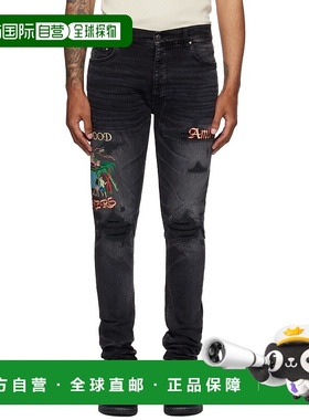 1h可退 香港直邮AMIRI 男士 黑色 Embroidered Sinners Skinny 牛