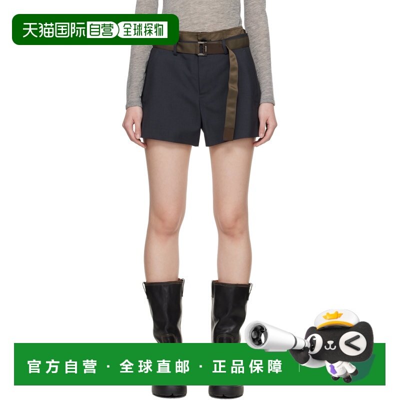 香港直邮Sacai 女士 灰色 Suiting & Nylon Twill 短裤 2608291,女装/女士精品,休闲裤,淘宝优惠券,粉丝福利购,淘宝优惠卷