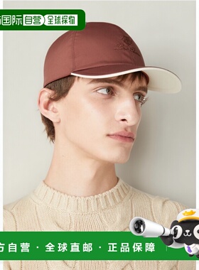自营欧洲直邮Loro Piana 男士棕红色聚酯纤维帽子
