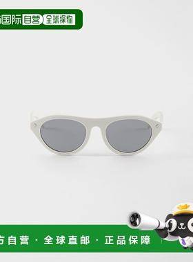 自营欧洲直邮Prada普拉达 女士灰色醋酸纤维三角铆钉太阳眼镜