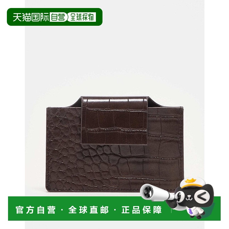 1h可退 香港直邮ASOS 女士 设计织纹鳄鱼纹巧克力色卡套