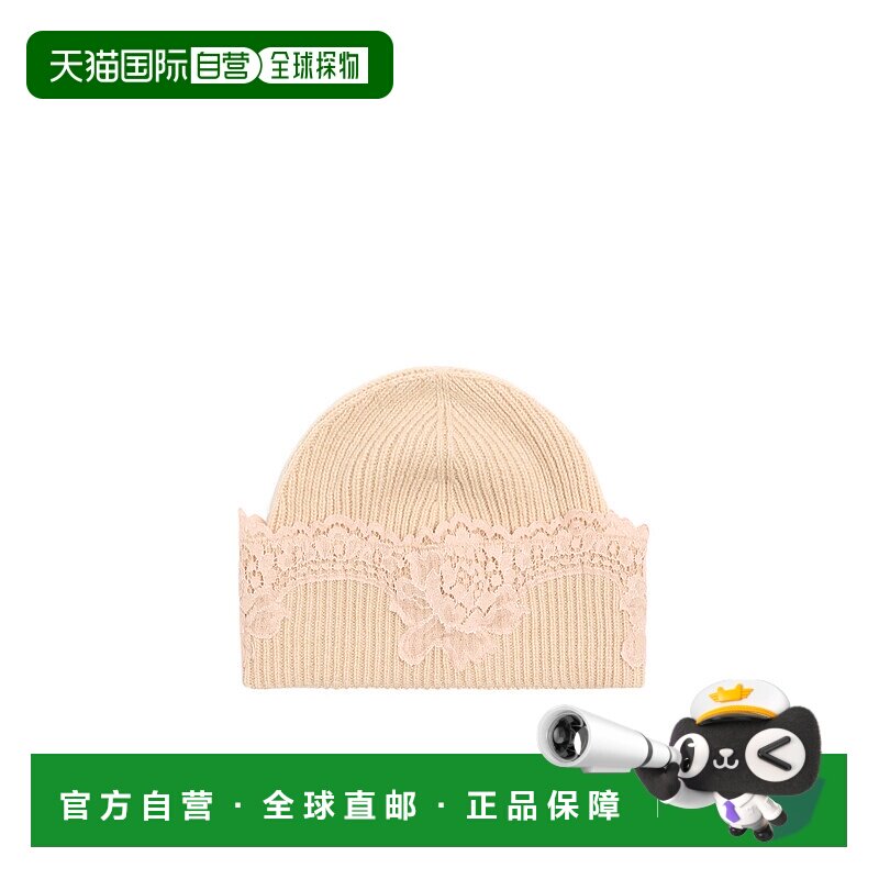 香港直邮Valentino VLOGO SIGNATURE 羊绒和蕾丝针织帽 WHB02IGTD图片