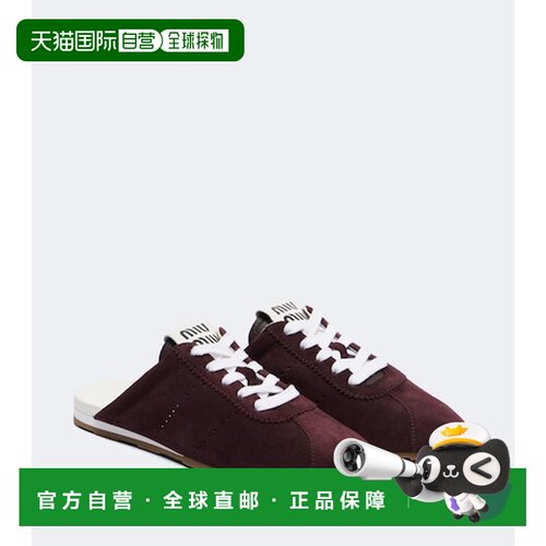 1h可退 香港直邮Miu Miu 缪缪 女士 Plume 绒面革凉拖 red红色 舒
