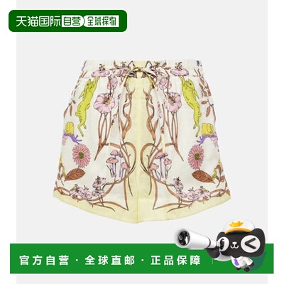 1h可退 香港直邮Tory Burch 托里 伯奇 女士 花朵高腰亚麻短裤 00
