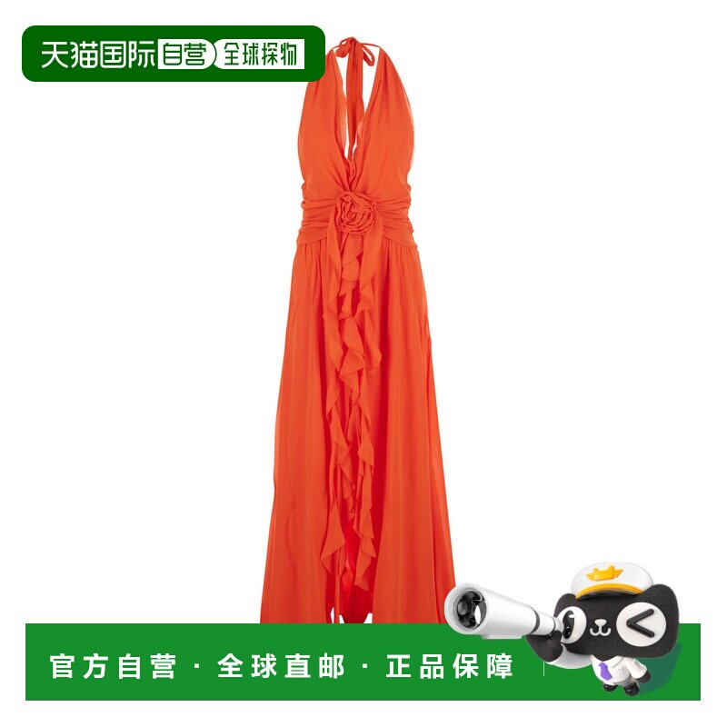 香港直邮Blumarine 蓝色情人 女士 'GEORGETTE DRESS' 长款橙色V