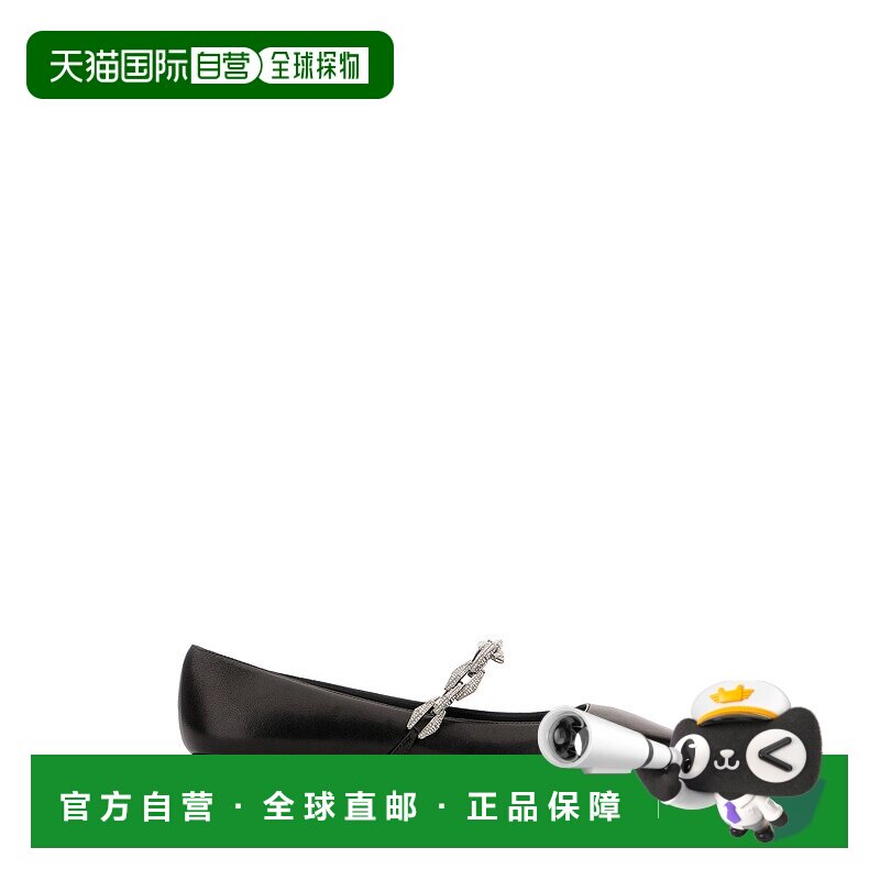 1h可退 香港直邮Jimmy Choo 周仰杰 女士 Tilda 黑色皮质平底鞋 D