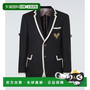 1h可退 香港直邮Thom Browne 汤姆 布朗 男士 刺绣羊绒黑貂皮西装