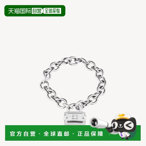 自营欧洲直邮Balenciaga巴黎世家 Bb Padlock女士银色黄铜手链