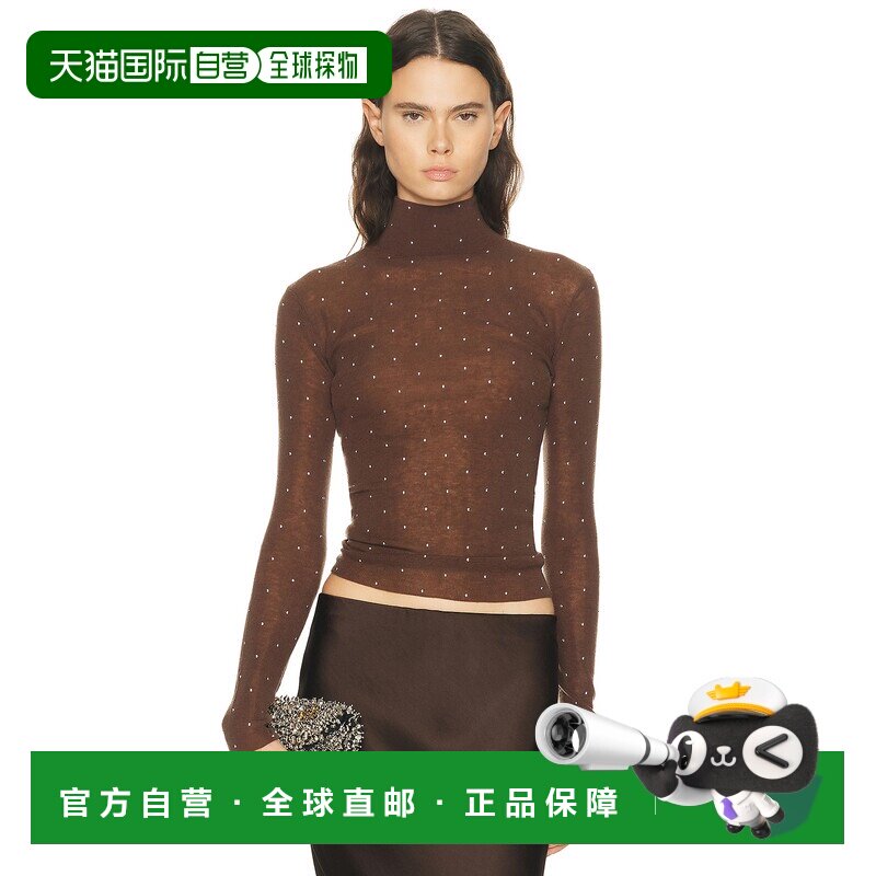 1h可退 香港直邮Rabanne 女士 铆钉高领上衣 25HMPU058ML0322