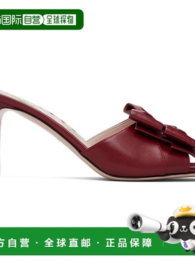 1h可退 香港直邮valentino 华伦天奴 女士 红色 Leather Bow 凉鞋