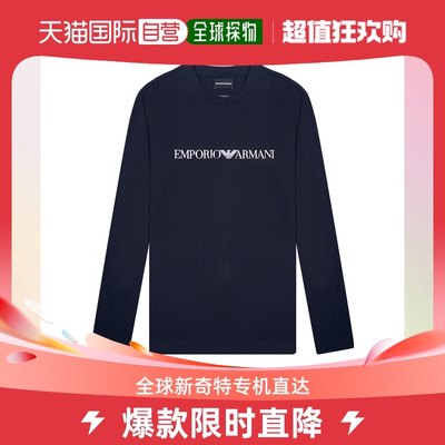 Emporio Armani阿玛尼FW21男士长袖T恤黑色日常简约宽松藏蓝色