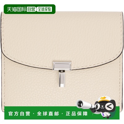 香港直邮toteme 女士 灰白色 T-Lock Grained-Leather 卡包 261WA