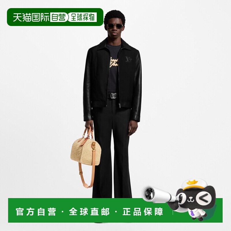 自营1h可退 欧洲直邮LV路易威登 男士黑色羔羊皮拉链开合夹克