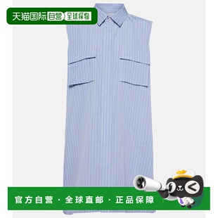 1h可退 香港直邮Sacai 女士 条纹棉府绸衬衫式连衣裙 blue蓝色 舒