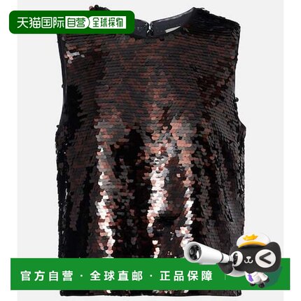 1h可退 香港直邮Staud 女士 珠片上衣 brown棕色 舒适时尚