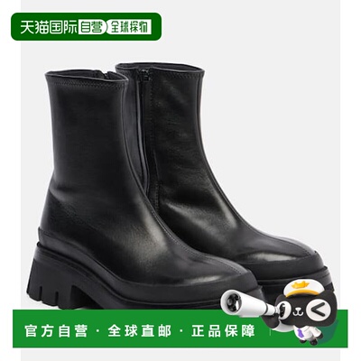 1h可退 香港直邮KHAITE 女士 Fallon 35 皮质短靴 black黑色 舒适