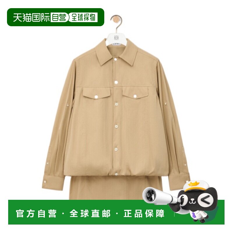 香港直邮LOEWE 女士衬衫 S540Y09XV12200 SS2026 卡其色 长袖连衣