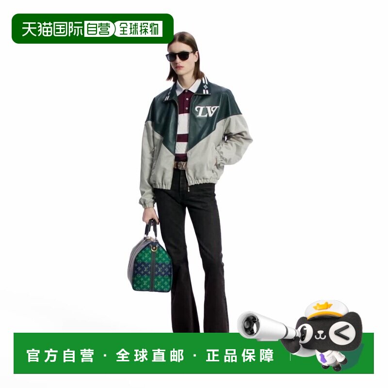 自营1h可退 欧洲直邮LV路易威登 男士深绿色羔羊皮双色拼接拉链夹