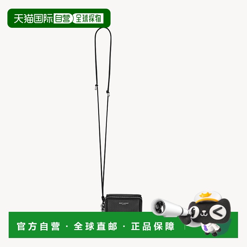 自营欧洲直邮YSL圣罗兰 FRAGMENTS系列女士黑色羔羊皮拉链开合迷