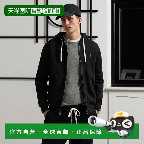 自营欧洲直邮Ralph Lauren拉夫劳伦 男士黑色棉混纺连帽卫衣长袖