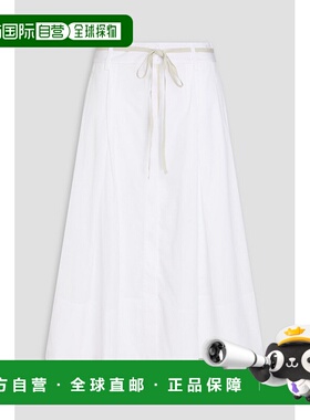 1h可退 香港直邮VINCE 女士 束带褶裥棉质府绸中长半身裙 V100531