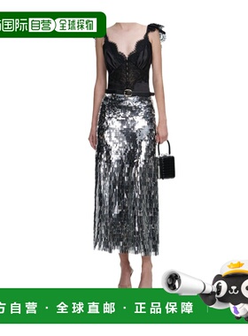 1h可退 香港直邮Self-Portrait 渐变亮片中长裙 RS26165MSK半身裙