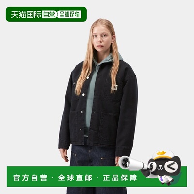 自营欧洲直邮Carhartt WIP OG Michigan女士黑色棉质灯芯绒领大衣