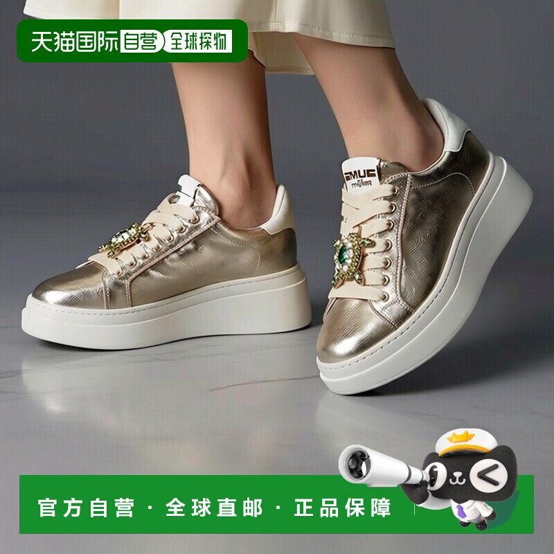 欧洲直邮Meline鞋子女低帮板鞋金色606ACC-LO-55厚底图片