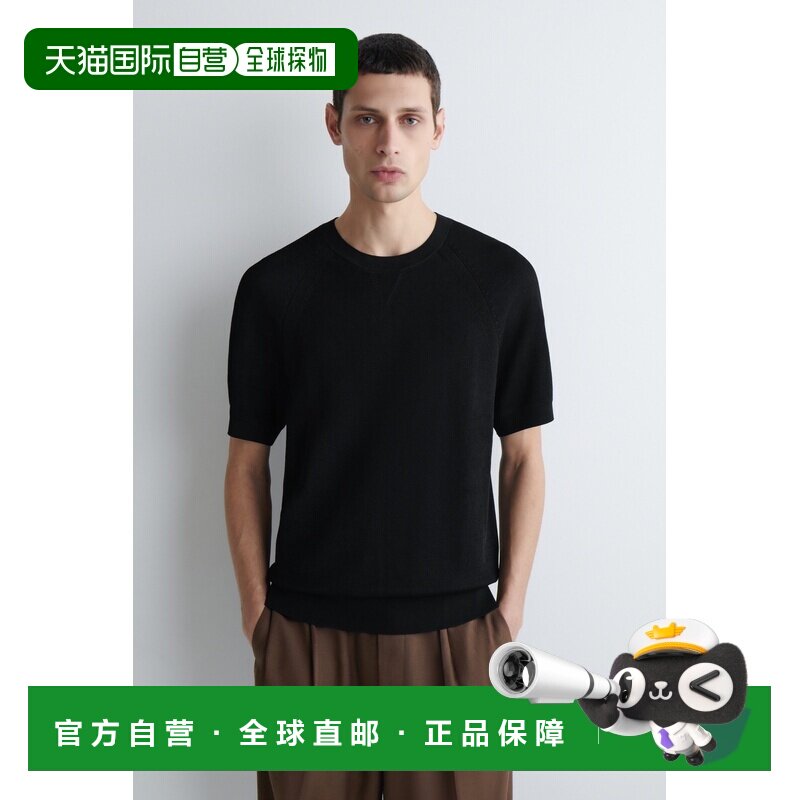 自营欧洲直邮COS 男士黑色双面针织T恤上衣男装图片