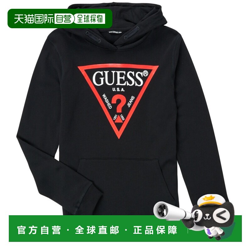 欧洲直邮Guess 男孩衣服 套头运动衫卫衣 黑色 冬天 KILONE