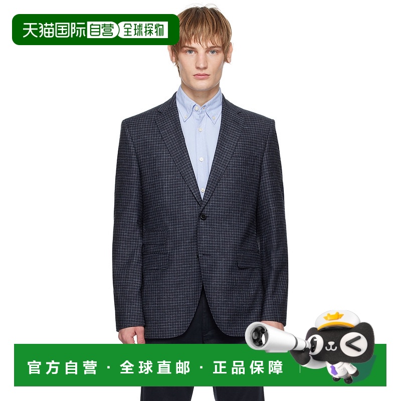 香港直邮BOSS 波士 男士 蓝色 Regular-Fit Checked 西装外套 505