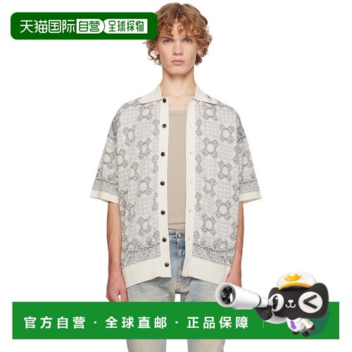香港直邮AMIRI 男士 米色 MA Quad Check Mesh Knit 衬衫 AMTOKN1