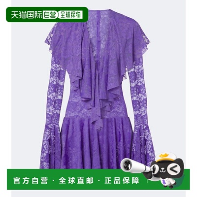 香港直邮NORMA KAMALI 诺玛 卡玛丽 女士 荷叶边半透视蕾丝迷你连