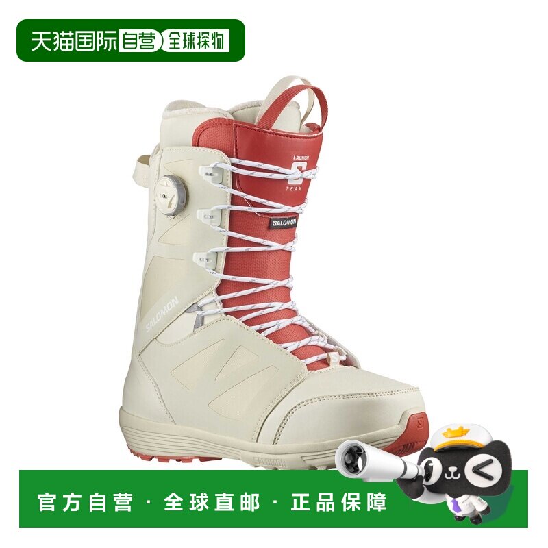 自营欧洲直邮Salomon Launch男士浅沙色/红色聚氨酯自由式滑雪靴图片